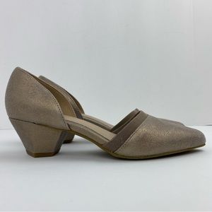 Eileen Fisher size 5.5 Remy Platinum Metallic Suede Platinum D'orsay Pump Shoes